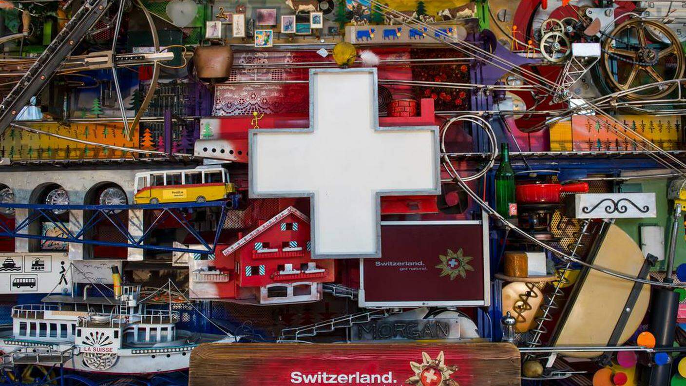 Un'installazione di Svizzera turismo in occasione dell'inaugurazione del «Giro del Gusto» nell'ambito di Expo 2015 