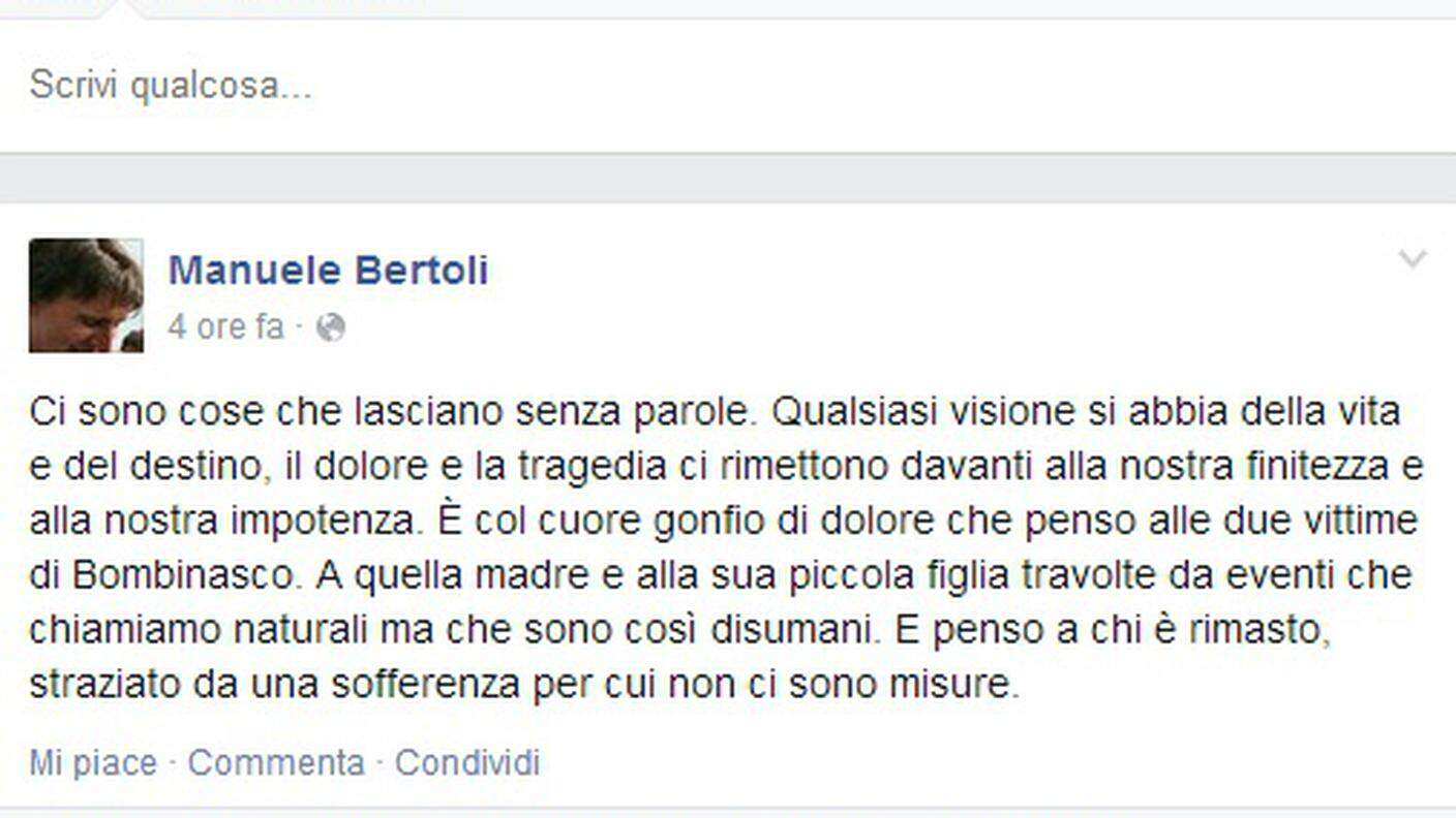 La pagina Facebook di Manuele Bertoli