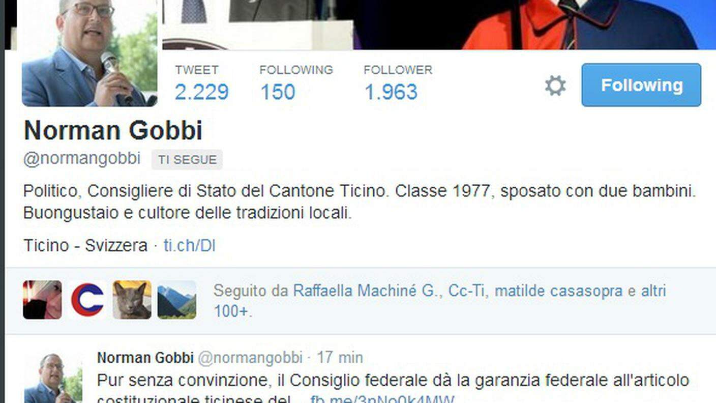 Il profilo Twitter di Gobbi