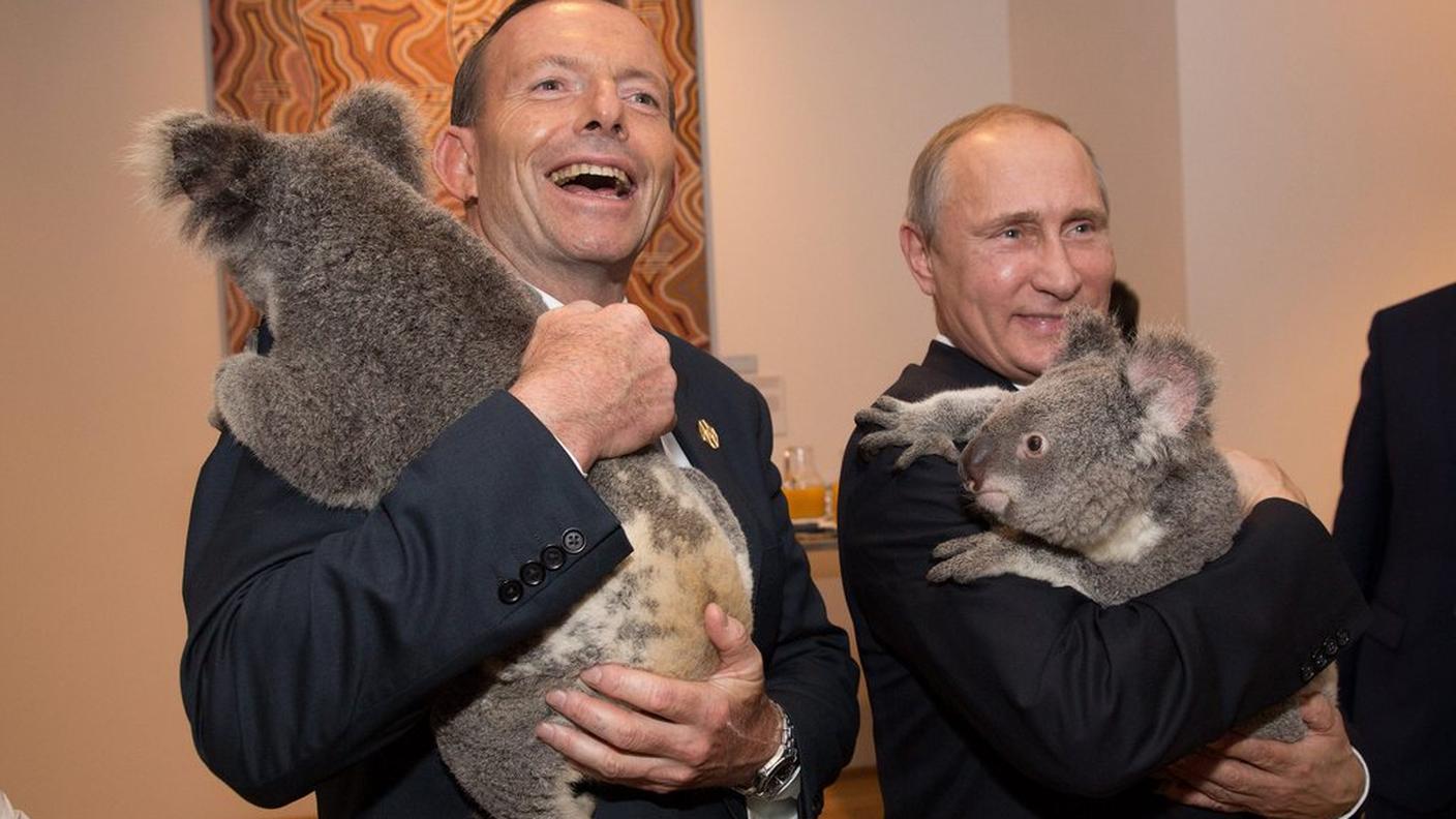 Tony Abbot, premier australiano e Vladimir Putin, presidente della Russia