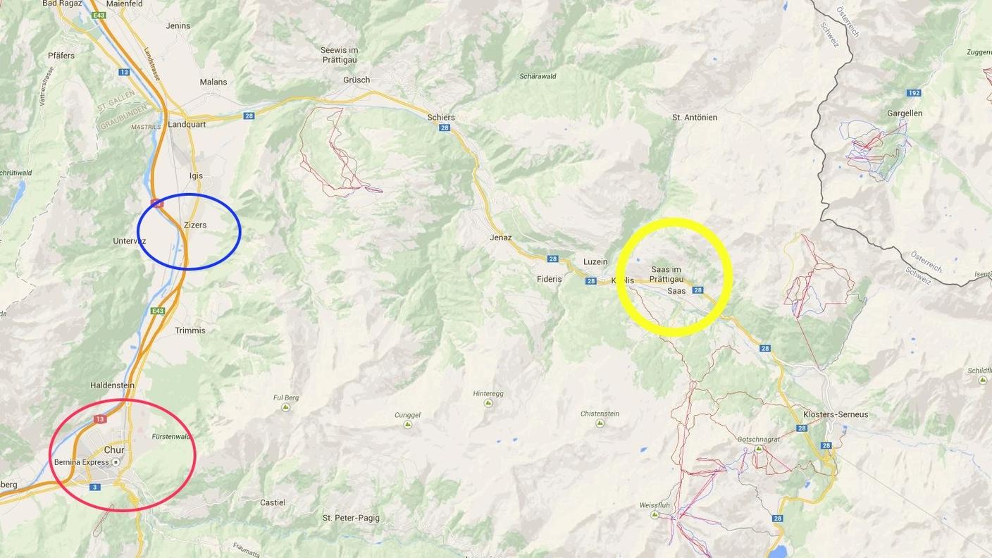 In giallo la zona nella quale è stato ritrovato il giovane