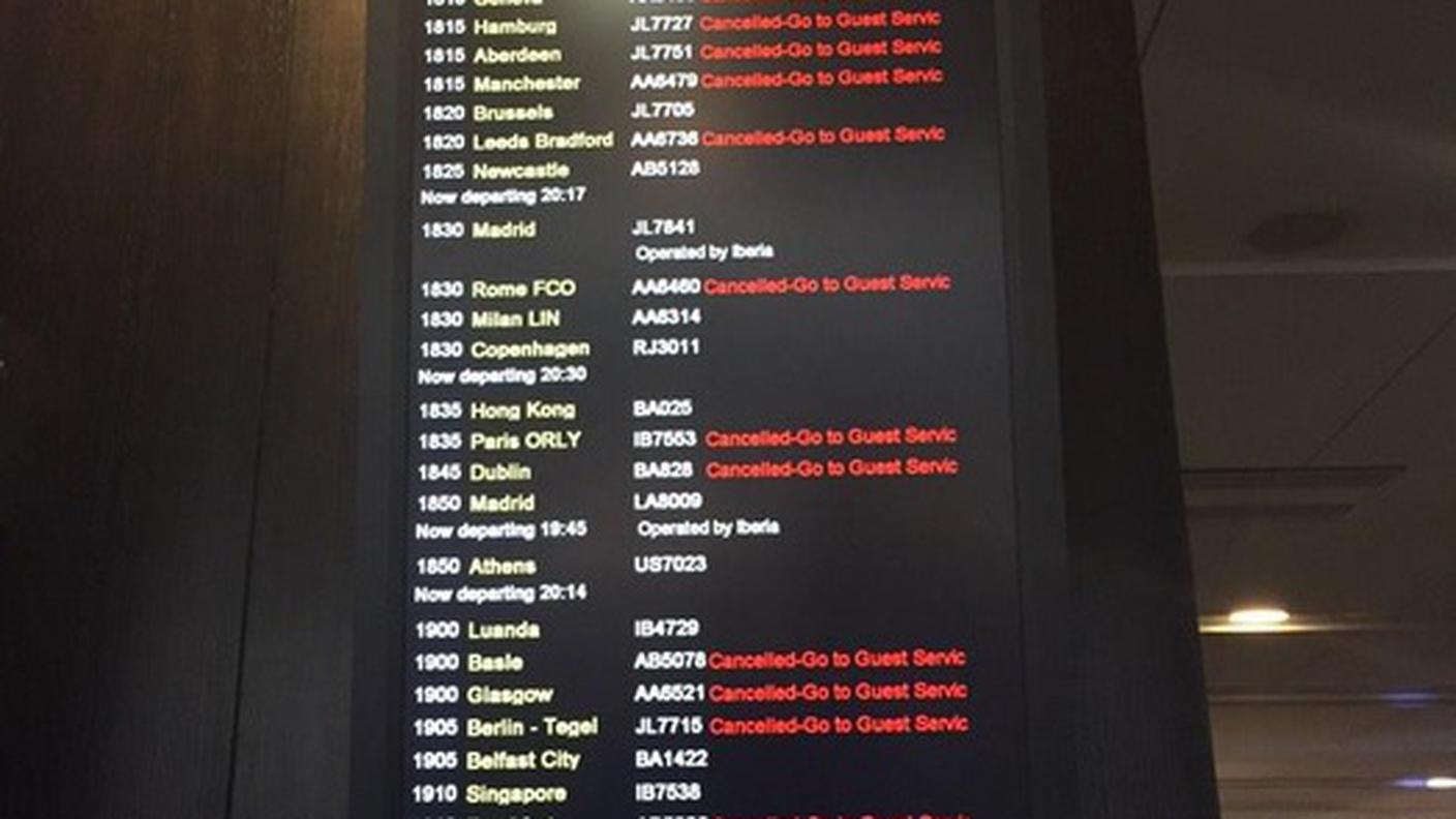 La lista di voli annullati è stata lunga