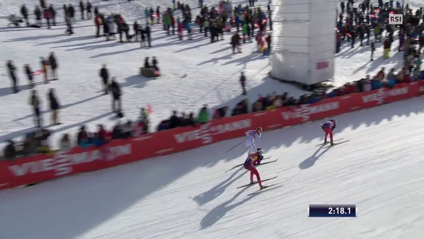 Fondo, sprint D SF di Davos l'arrivo della prima batteria (21.12.2014)