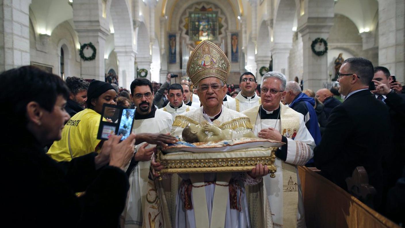 Il patriarca Fouad Twal ha celebrato la messa nella Basilica della Natività