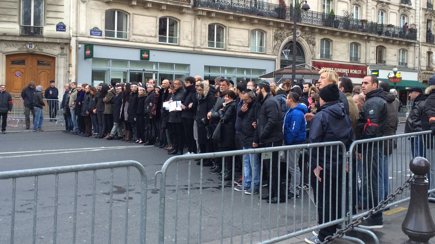 I parenti e gli amici delle vittime di Charlie Hebdo
