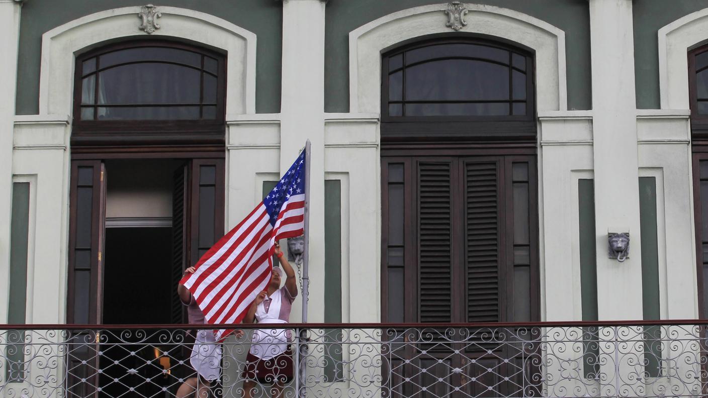 La bandiera USA in un hotel dell'Avana