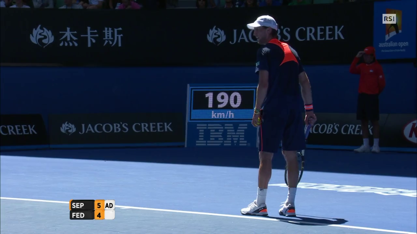 Australian Open, il set point del 1o set in Federer-Seppi (23.01.2014)
