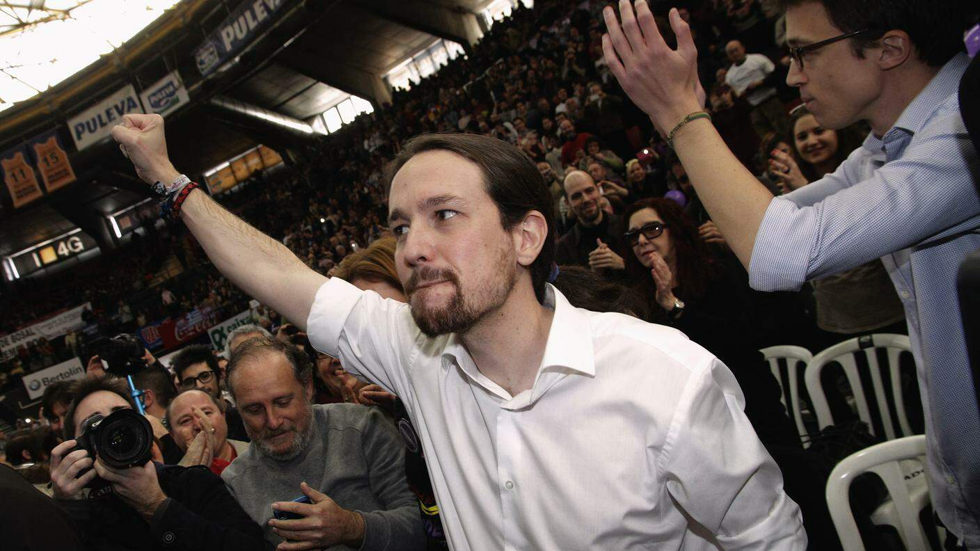 Pablo Iglesias, segretario generale di Podemos, domenica a Valencia