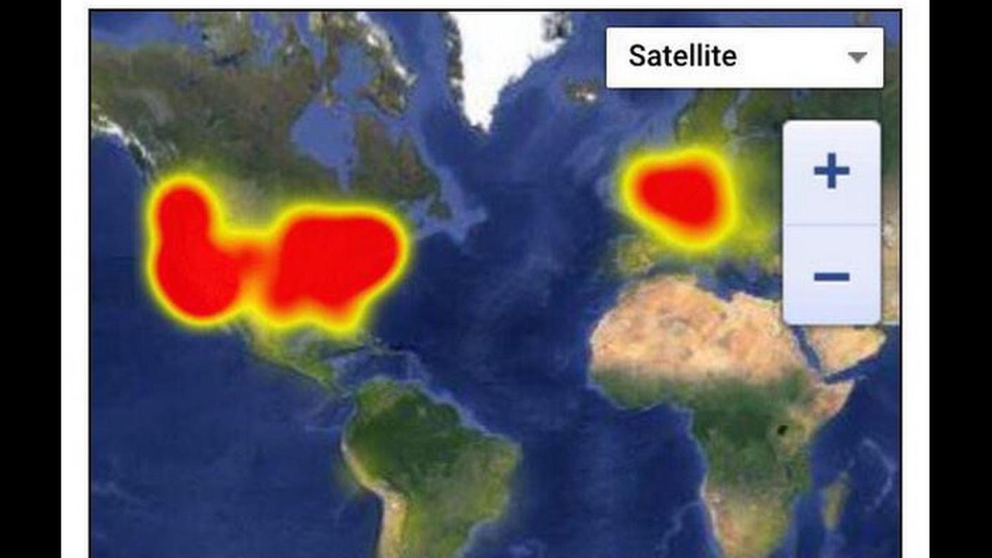 Una mappa delle aree interessate dalla panne