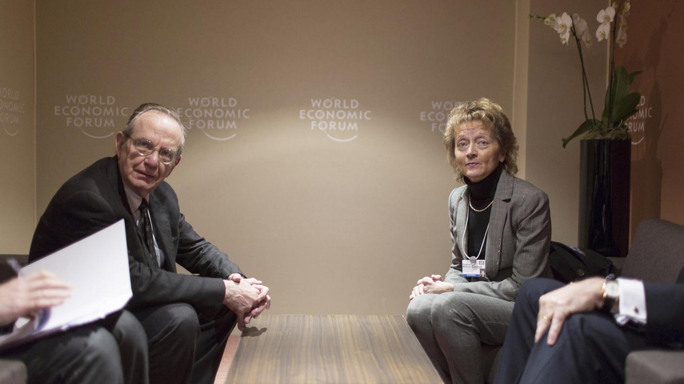 I ministri delle finanze Pier Carlo Padoan e Eveline Widmer-Schlumpf nel loro recente incontro a margine del WEF