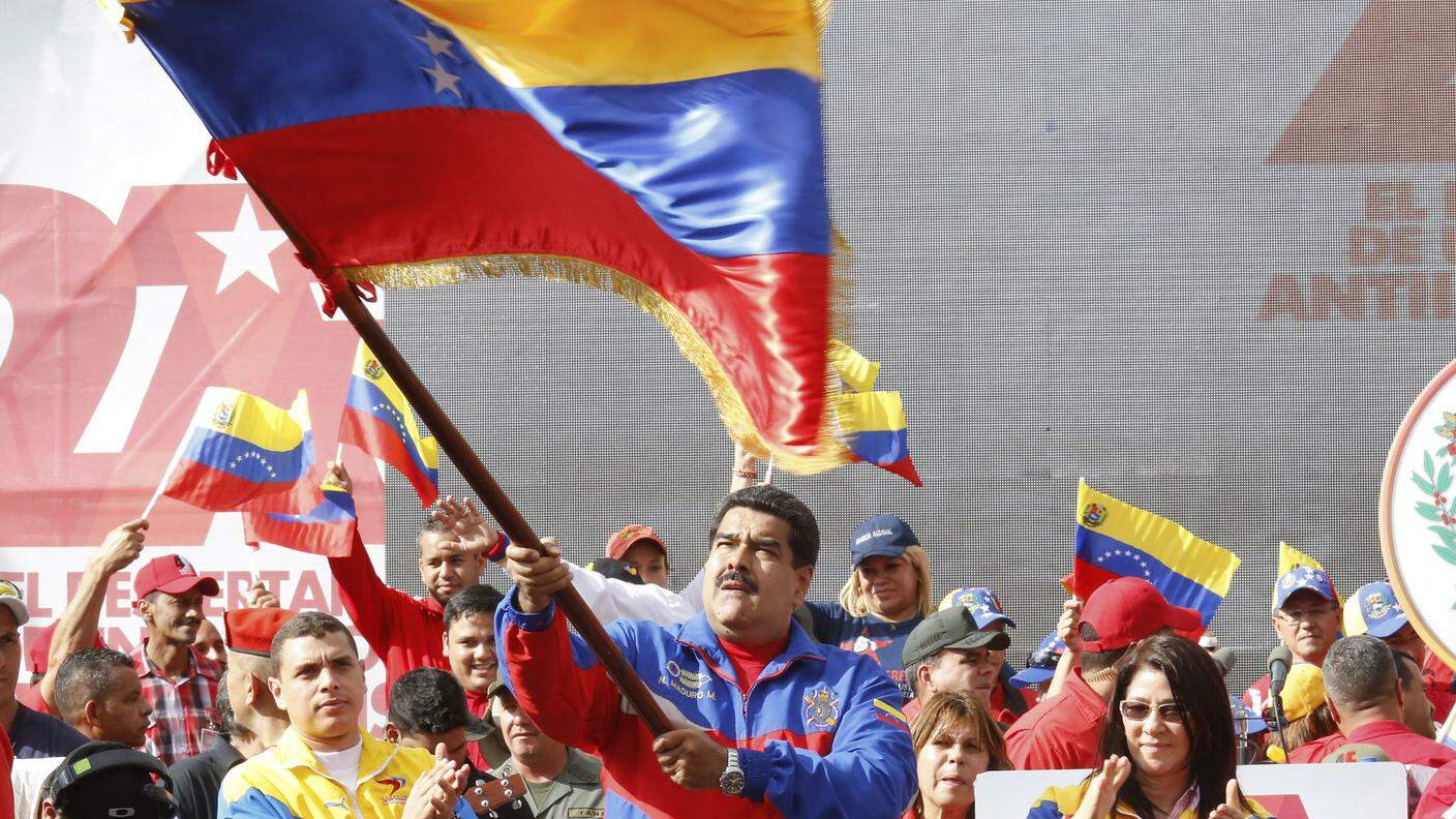 Il successore di Chavez durante la manifestazione di sabato a Caracas