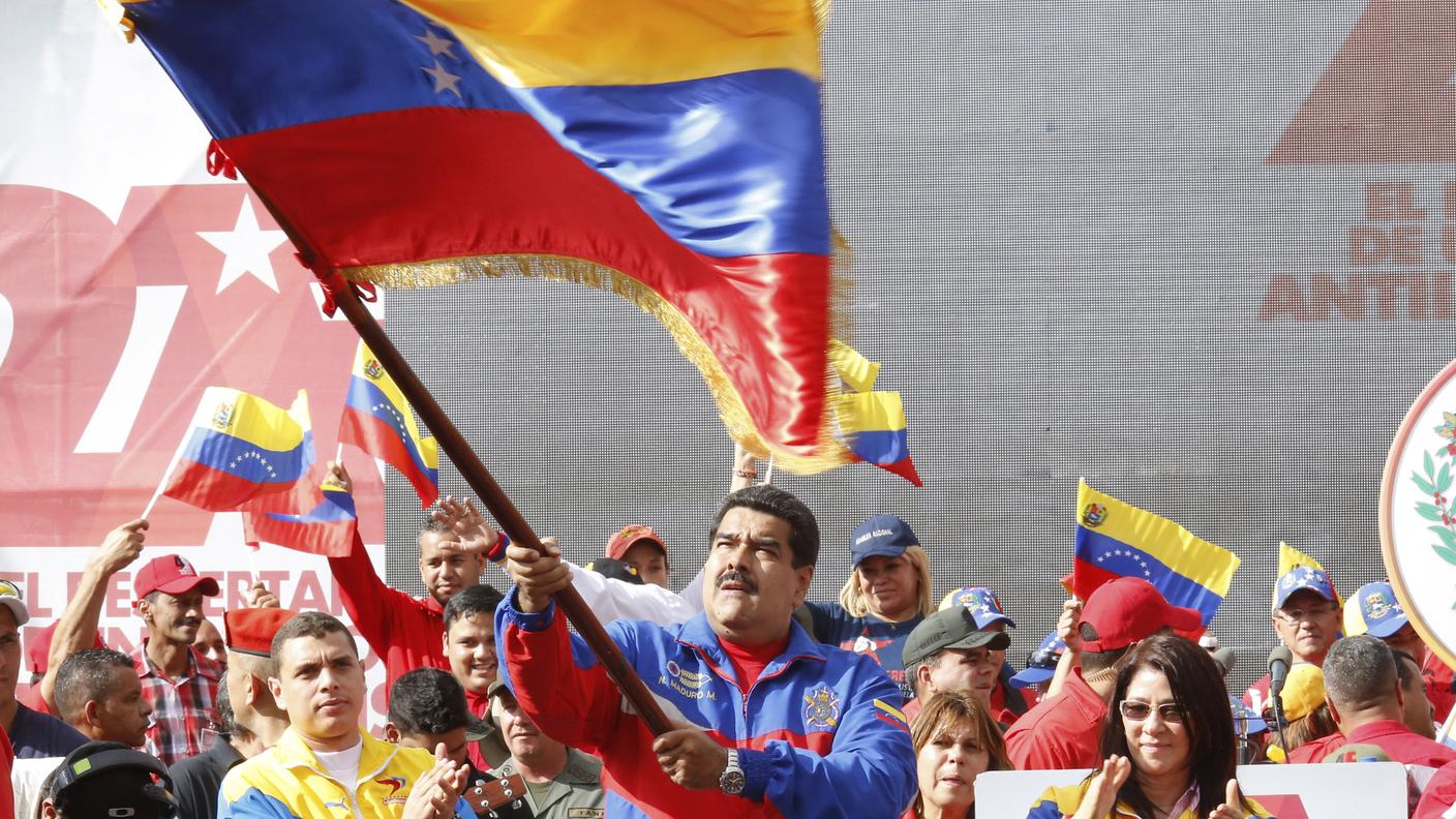 Il successore di Chavez durante la manifestazione di sabato a Caracas