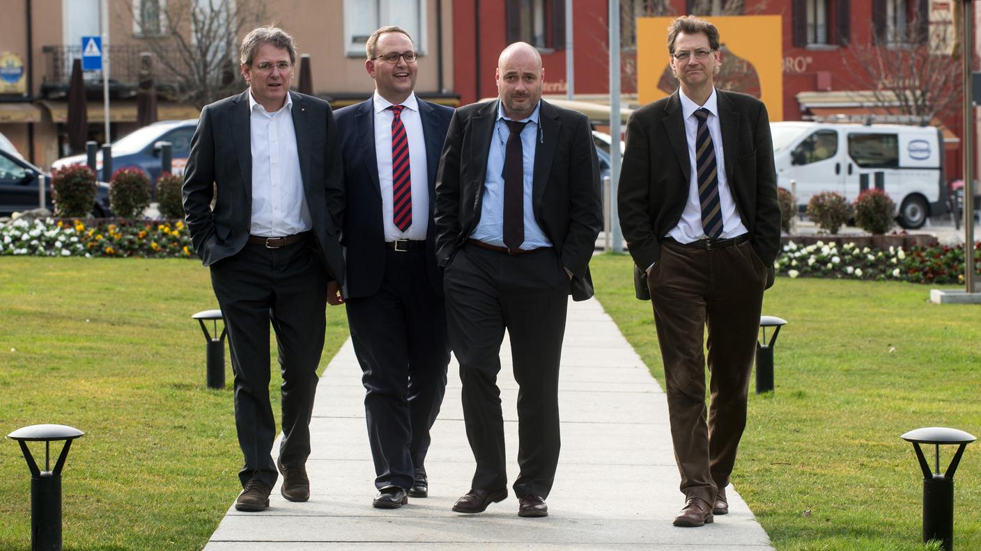 Da sinistra Riccardo Calastri (Sementina), Norman Gobbi (Dipartimento delle Istituzioni), Andrea Bersani (Giubiasco) e Mario Branda (Bellinzona)