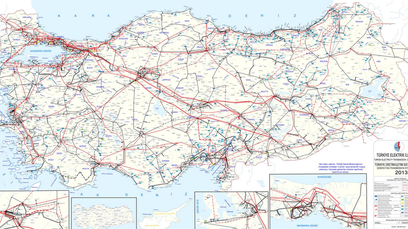 La struttura della rete elettrica in Turchia
