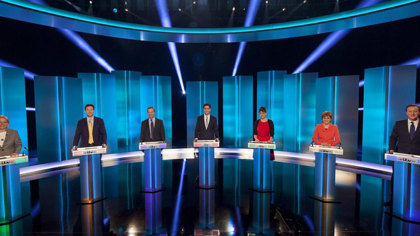 I sette leader, fra i quali il premier uscente Cameron e Nigel Farage dello UKIP, si daranno battaglia nelle elezioni del 7 maggio