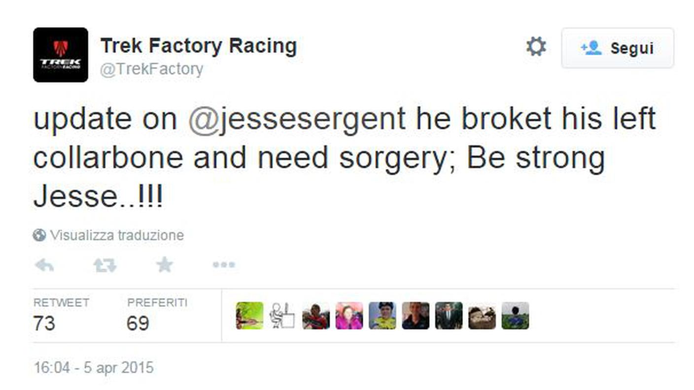 Il tweet della Treck