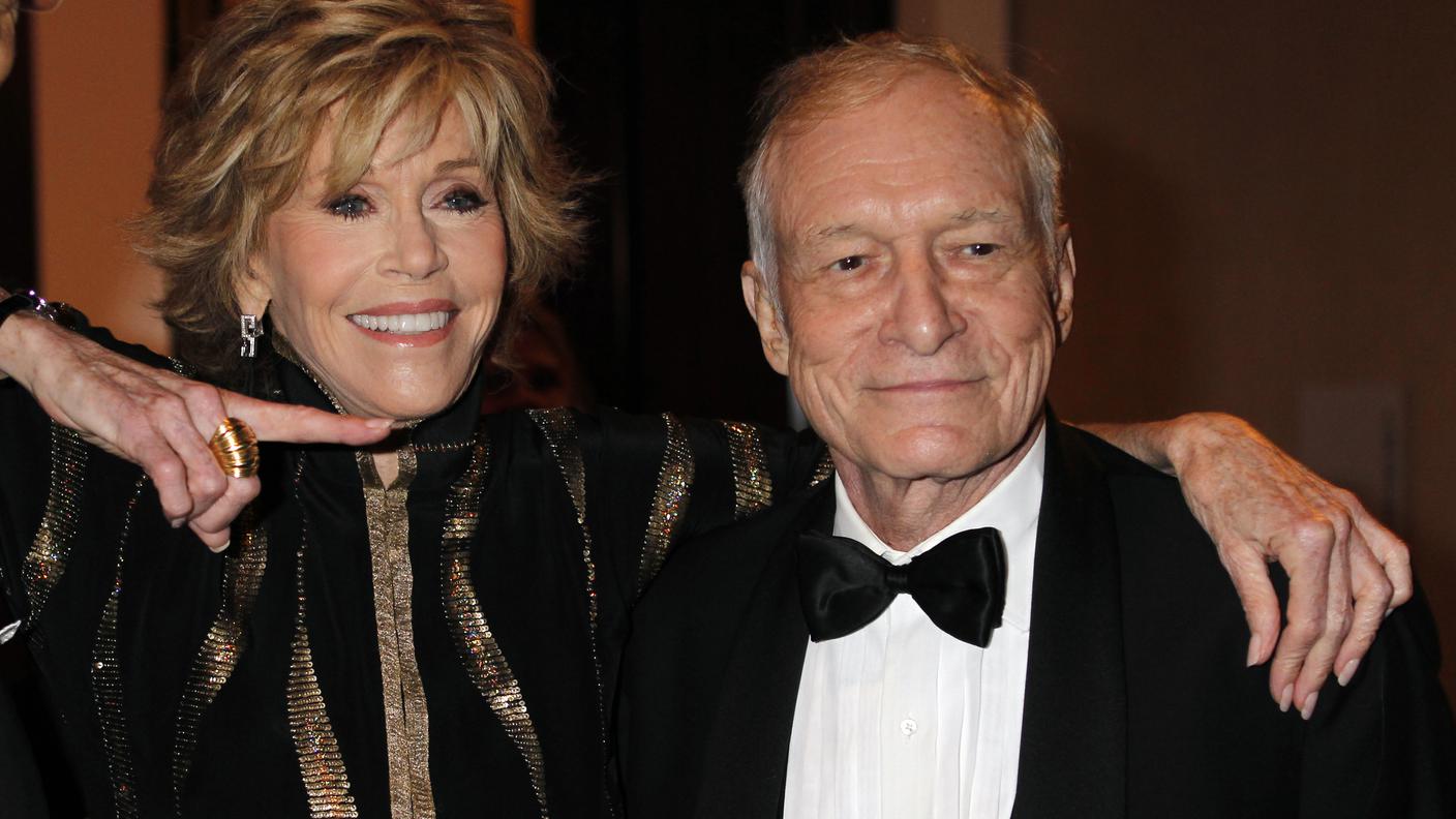 L'attrice Jane Fonda, qui con Hugh, finì su Playboy nel 1968