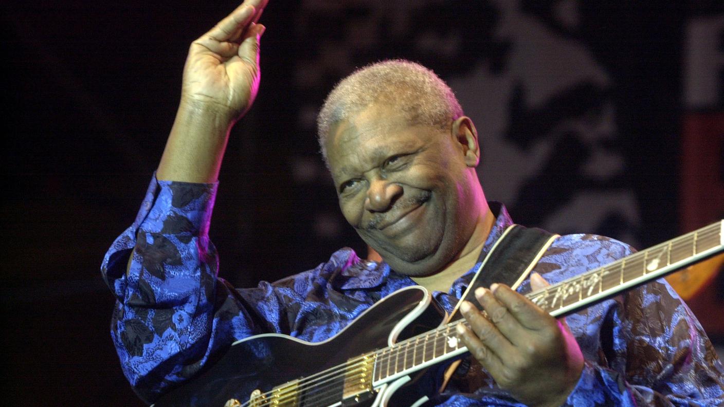 B.B King, durante la sua performance a Bellinzona nel 2001, in occasione di Piazza Blues