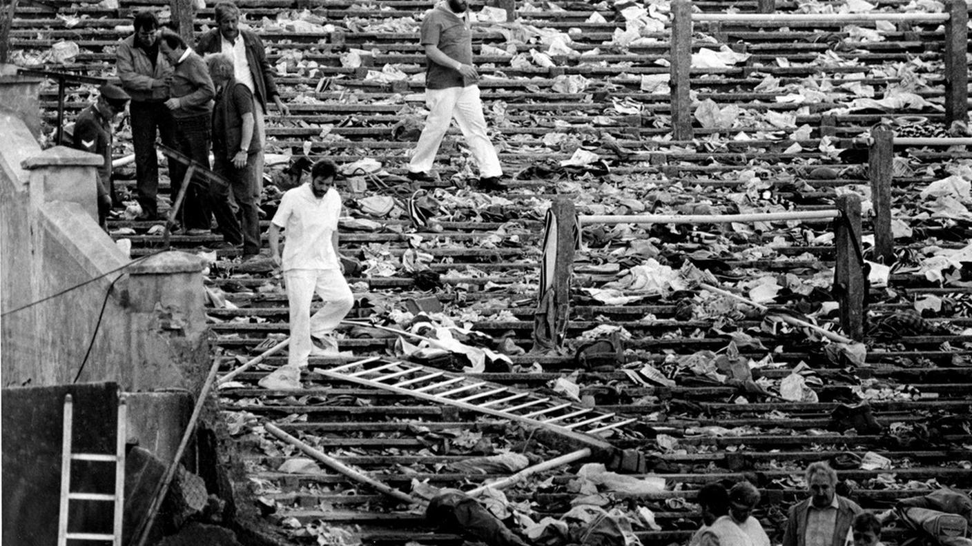 I gradini dello stadio di Heysel dopo la tragedia