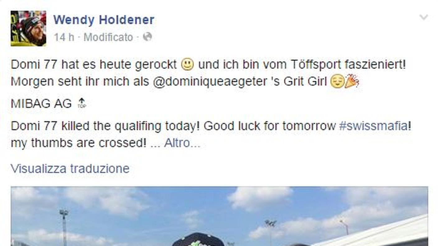 Il post su Facebook di Wendy Holdener