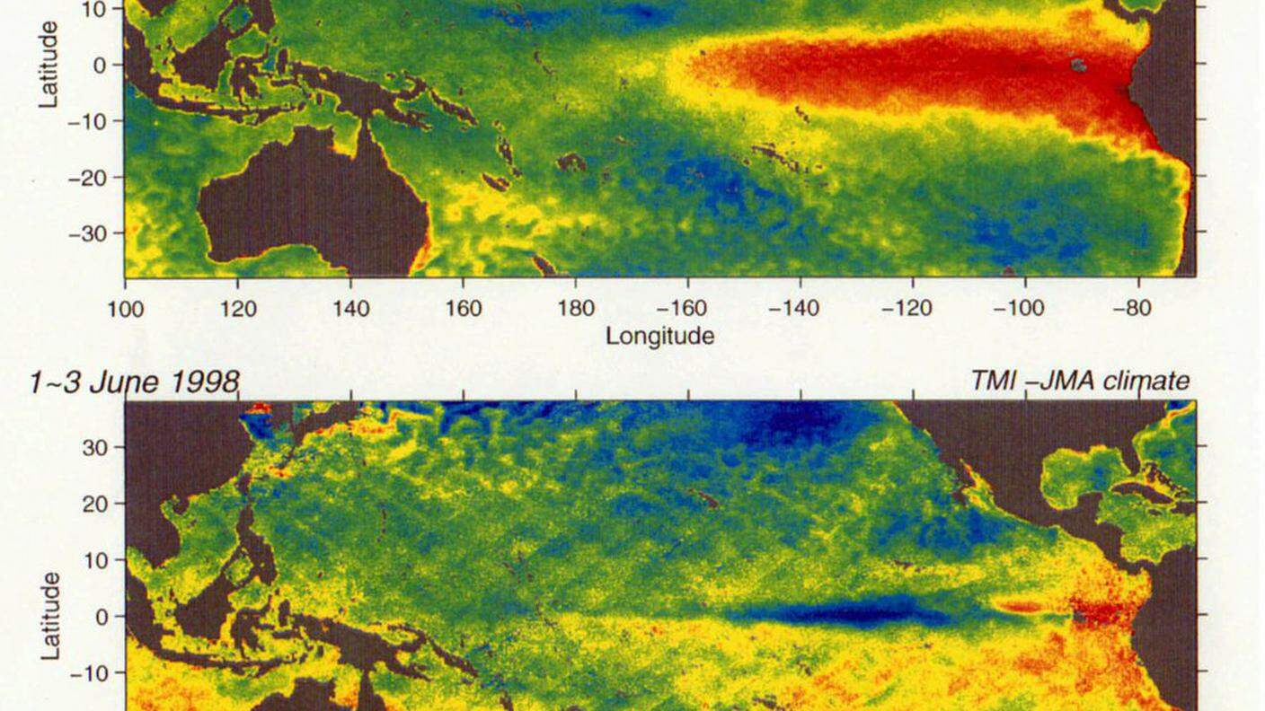 Il fenomeno nell'Oceano Pacifico tra il dicembre del 1997 ed il mese di giugno del 1998
