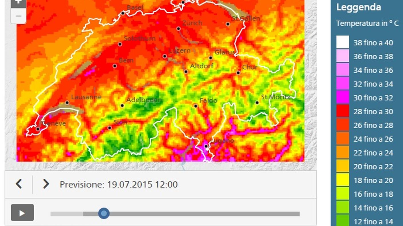 Le temperature di oggi a sud delle Alpi