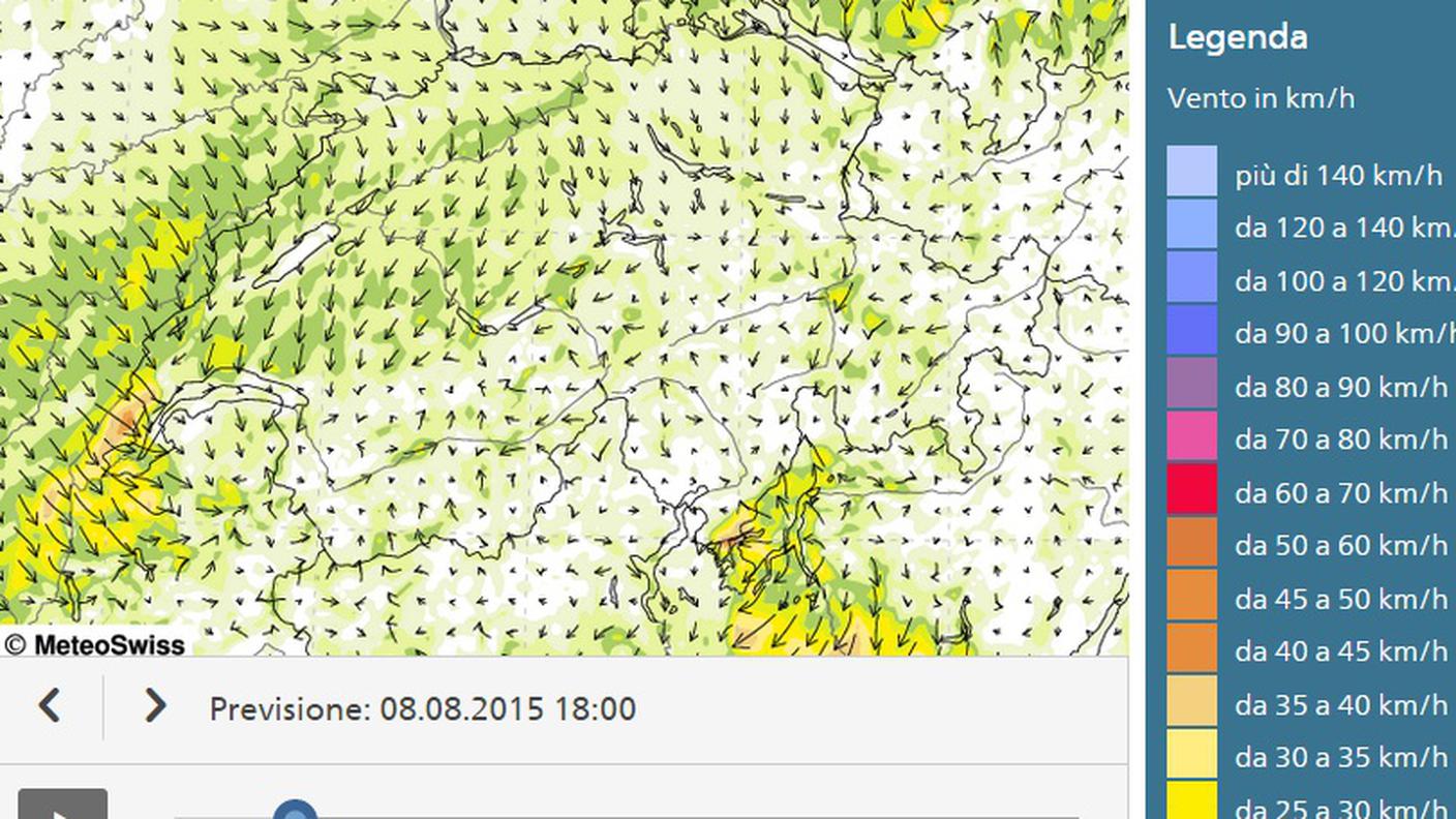 Le rilevazioni di MeteoSvizzera