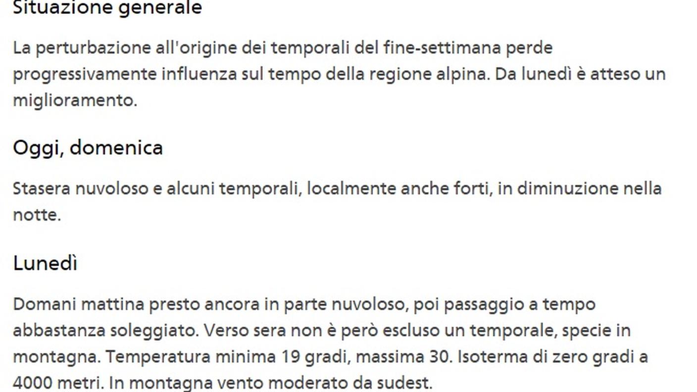 La meteo in breve