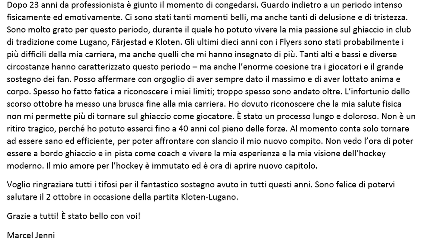 Lettera Marcel Jenni