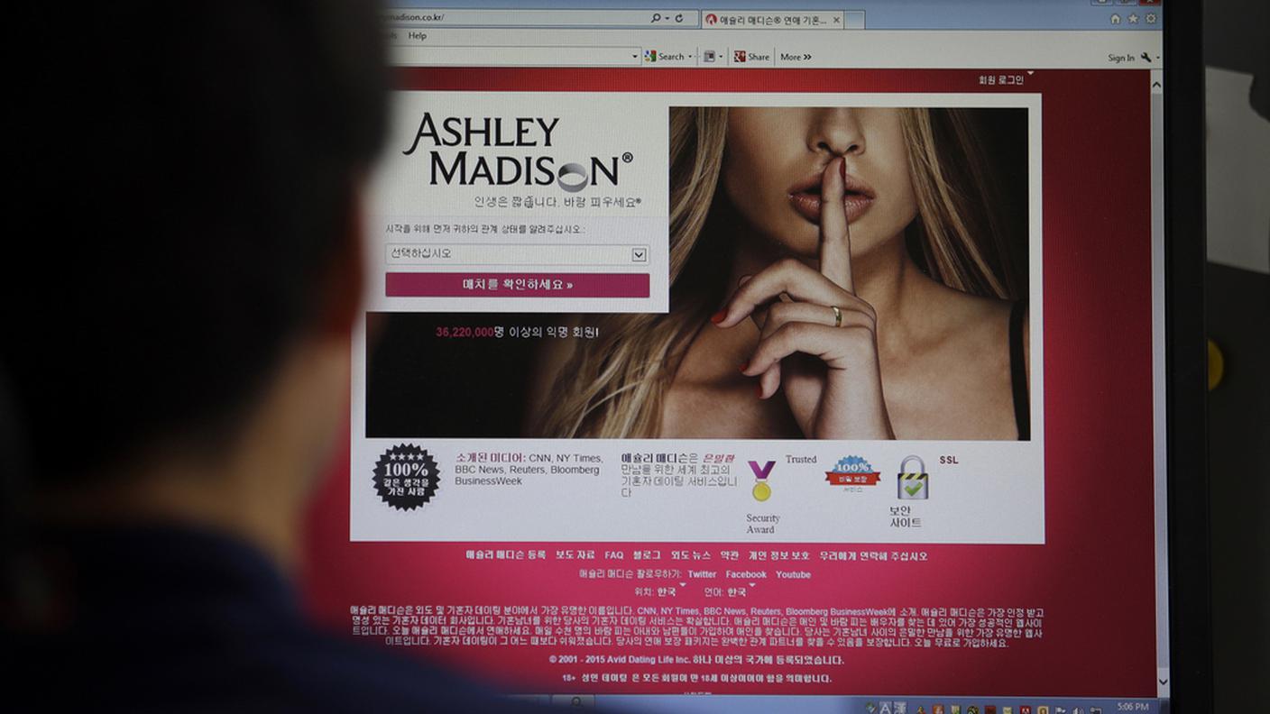 Un'immagine della pagina web del sito di Ashley Madison (archivio)