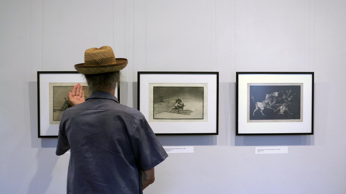 Durante una mostra delle opere dell'artista Francisco Goya (archivio)