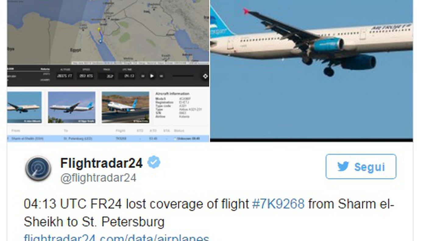 Il tweet di Flightradar