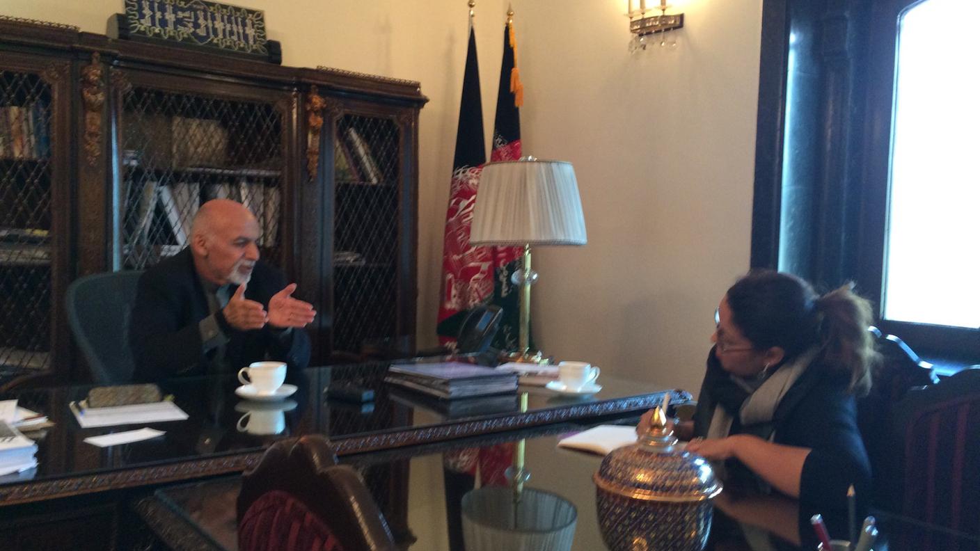 Uno scatto durante l'intervista a Kabul