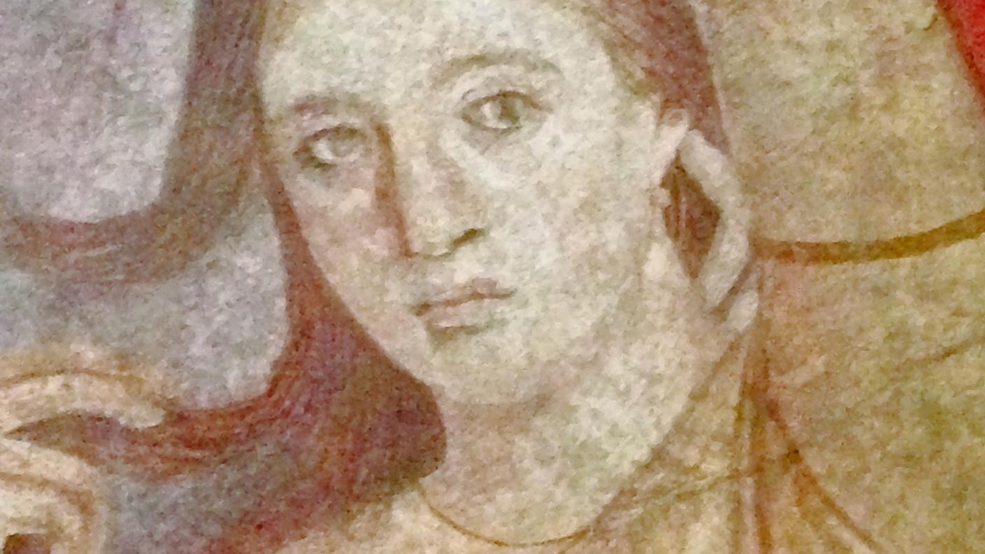 Una delle 29 figure formanti l'affresco del triclino, uno dei più straordinari dipinti murali dell'antichità