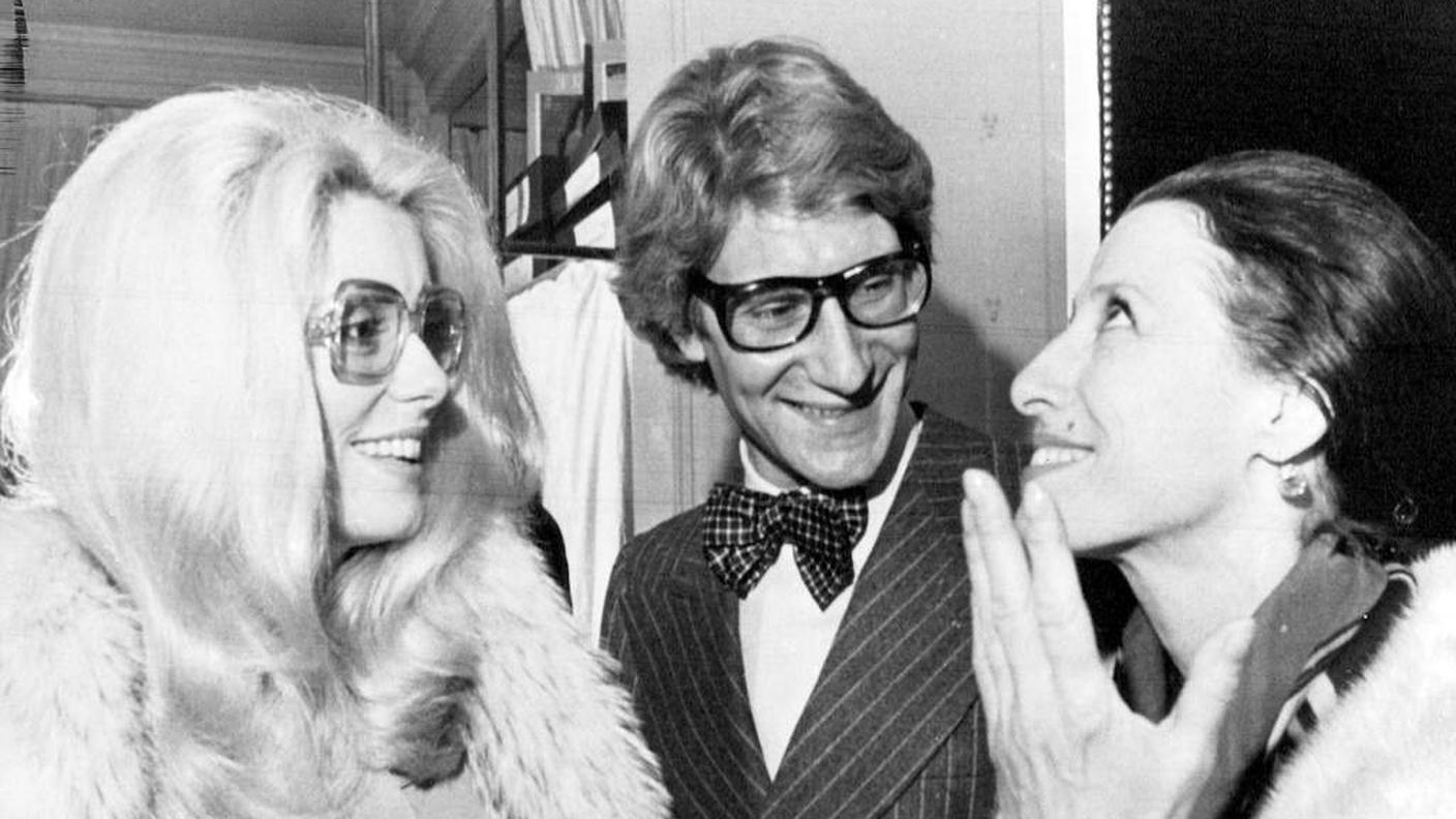 Con Catherine Deneuve e Yves Saint-Laurent nel 1973 a Parigi