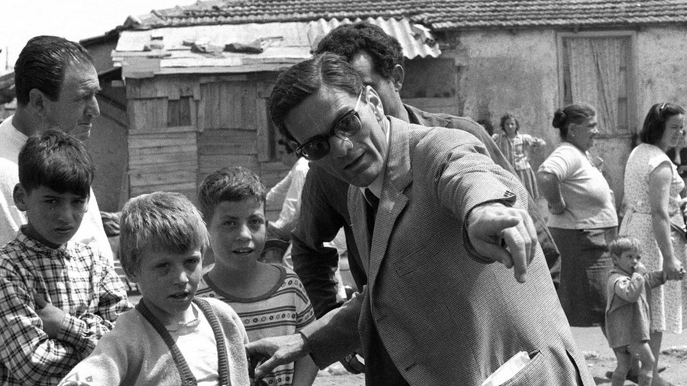 Sul set del film ''Accattone'' nel 1960