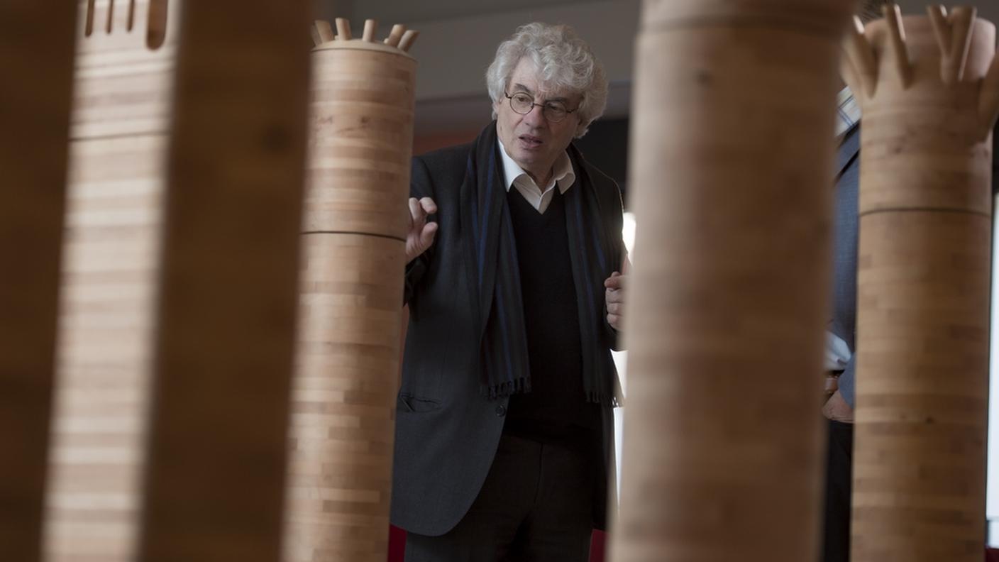 Mario Botta durante la presentazione della raccolta di fondi