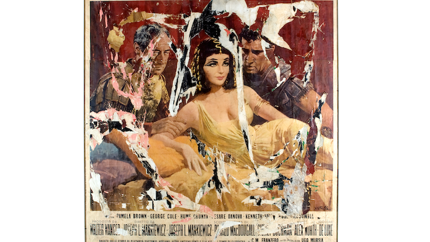 Cleopatra Liz, 1963 — Décollage su tela, 132×135 cm