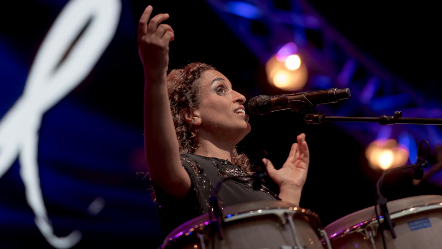 Un momento del concerto, accompagnata dall'Orchestra della Svizzera italiana