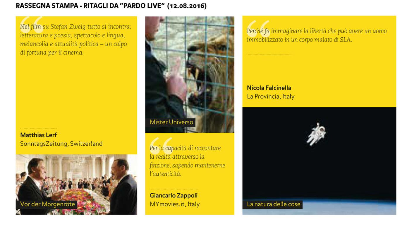 Rassegna stampa (Ritagli da "Pardo Live", 12.08.2016)