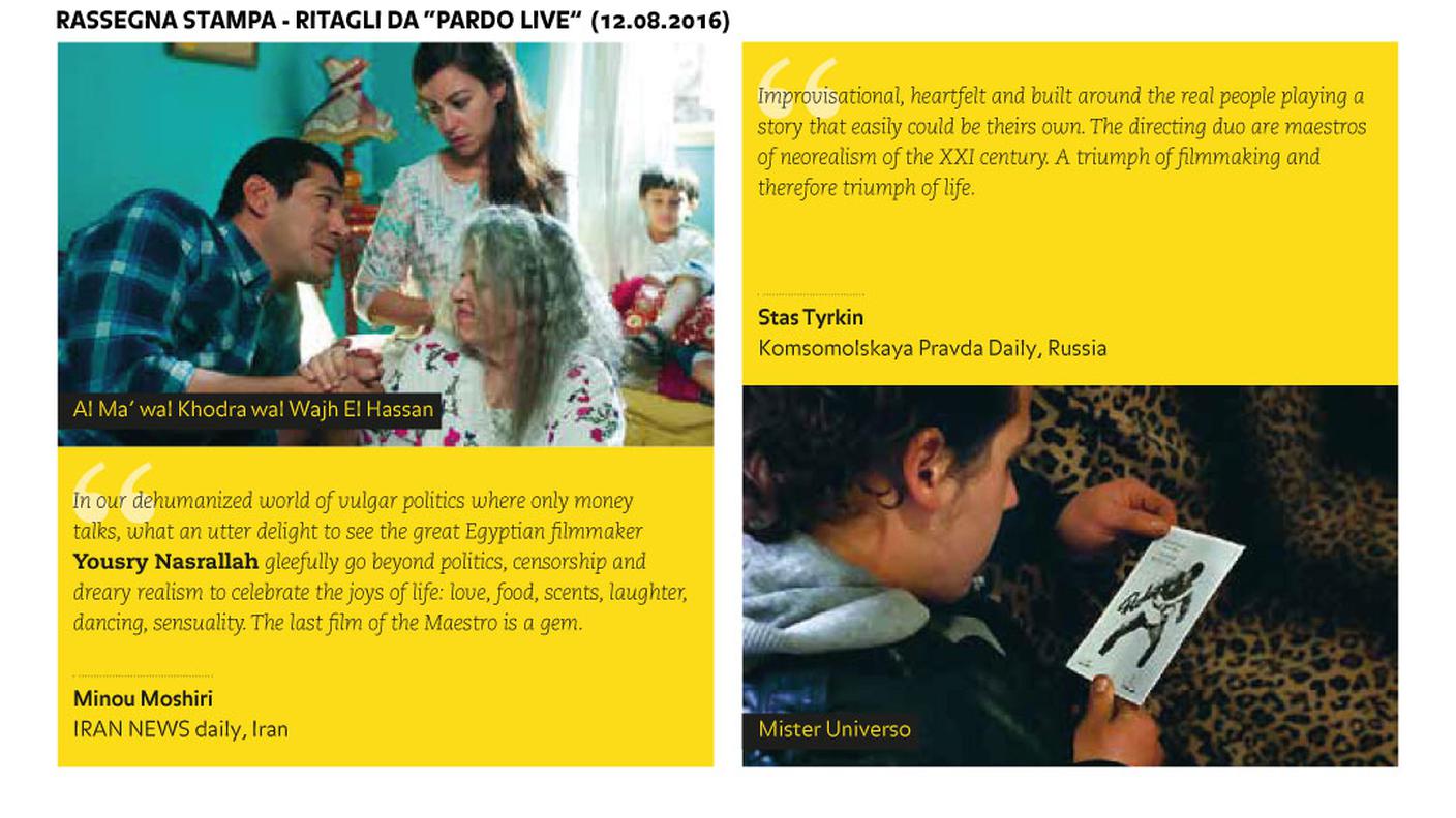 Rassegna stampa (Ritagli da "Pardo Live", 12.08.2016)