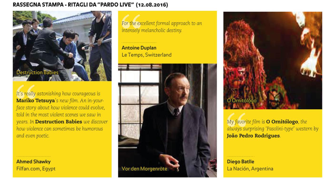 Rassegna stampa (Ritagli da "Pardo Live", 12.08.2016)