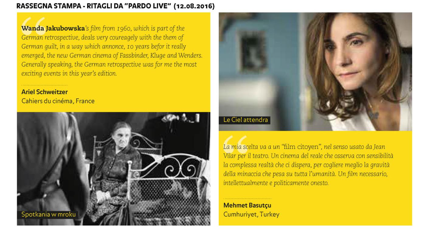 Rassegna stampa (Ritagli da "Pardo Live", 12.08.2016)