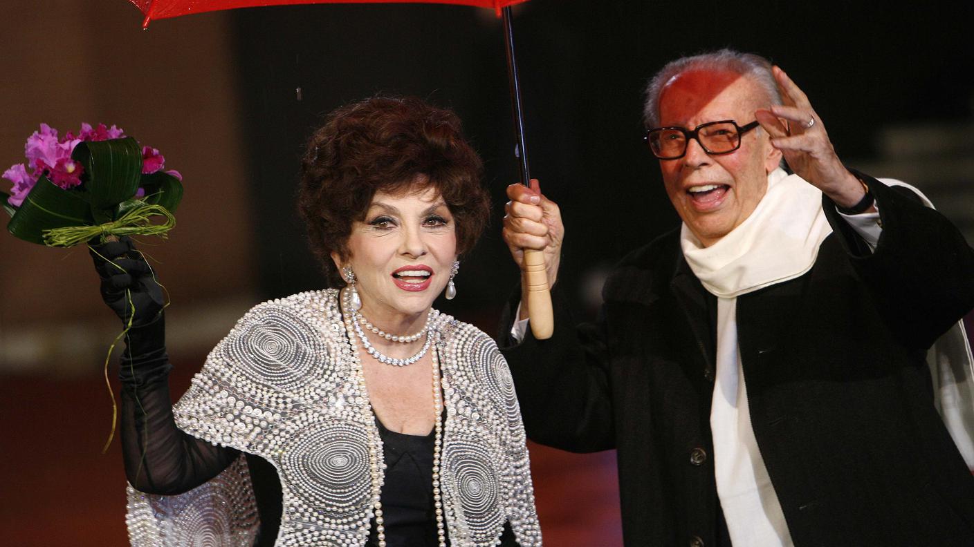 Gian Luigi Rondi a Roma nel 2008 insieme a Gina Lollobrigida