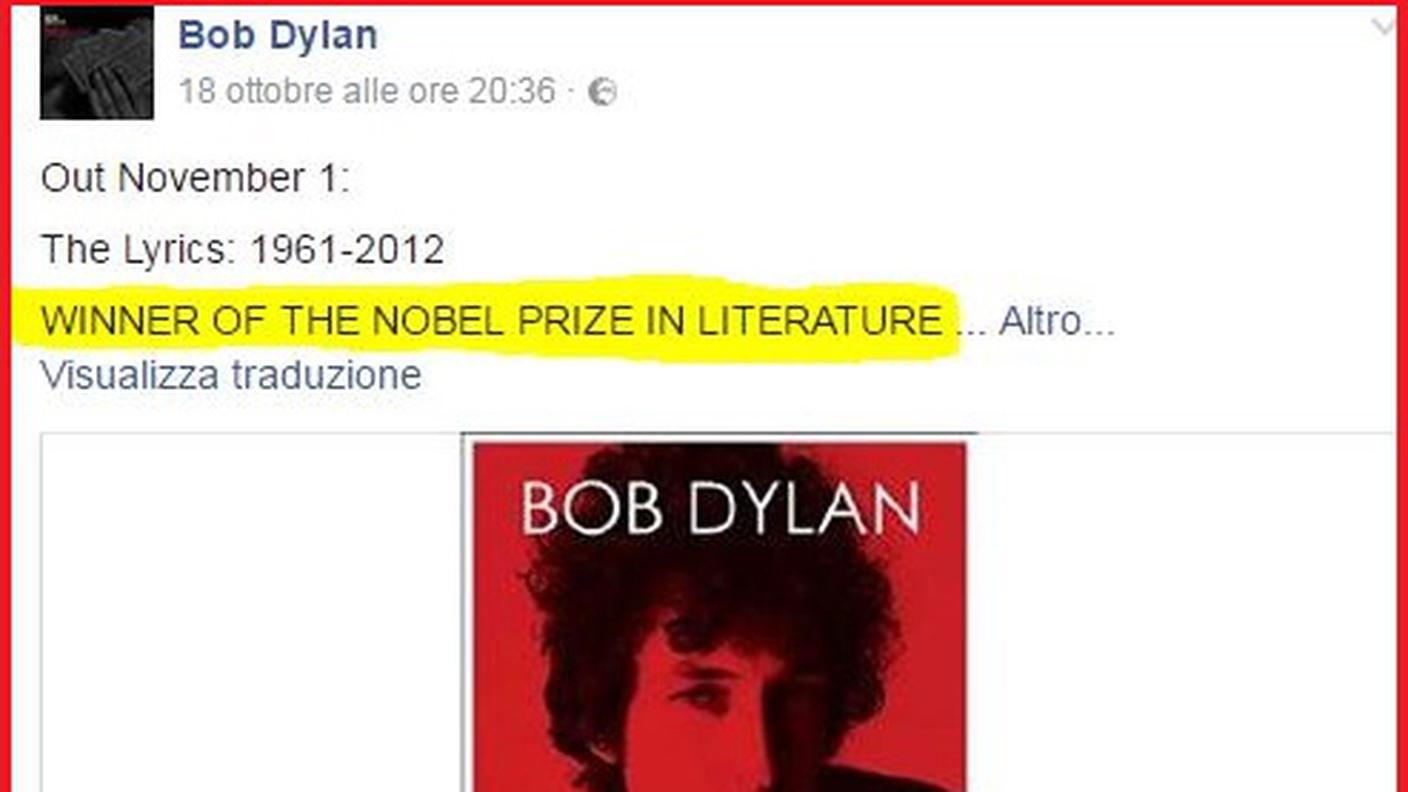 Su Facebook la scritta è ancora presente