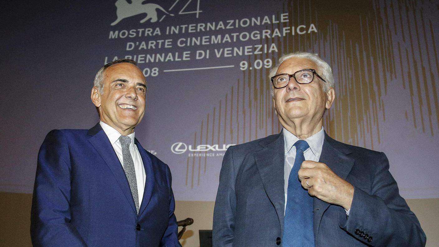 Il direttore della Mostra Alberto Barbera con il presidente della Biennale Paolo Baratta