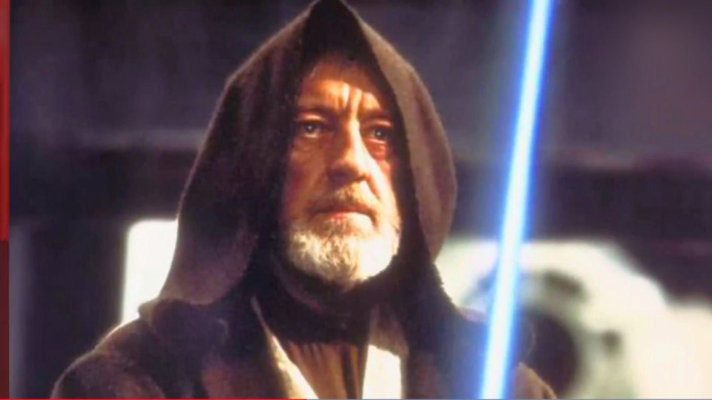 Alec Guinness interpreta Obi-Wan Kenobi in Star Wars Episode IV: Una nuova speranza (1977)