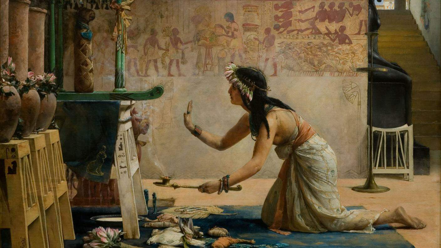 "The Obsequies of an Egyptian Cat" (1886), olio su tela di John Weguelin