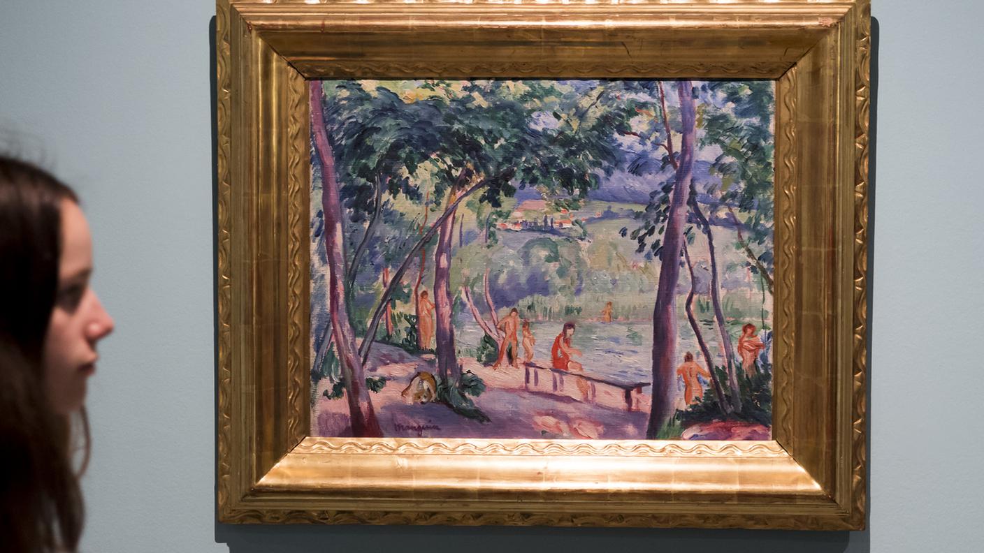"La plage à Colombier, 1918"