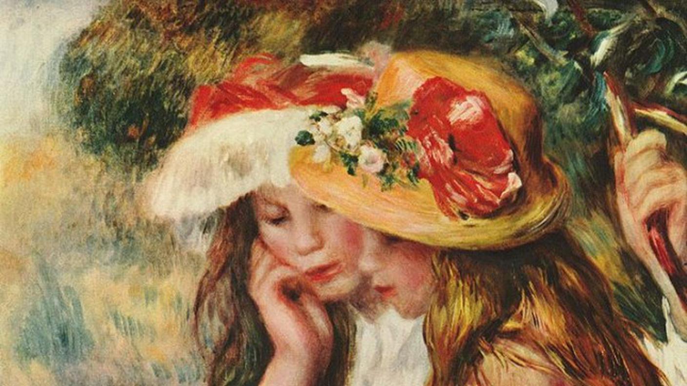 Renoir, Due ragazze che leggono in un giardino, olio su tela, 1890 circa